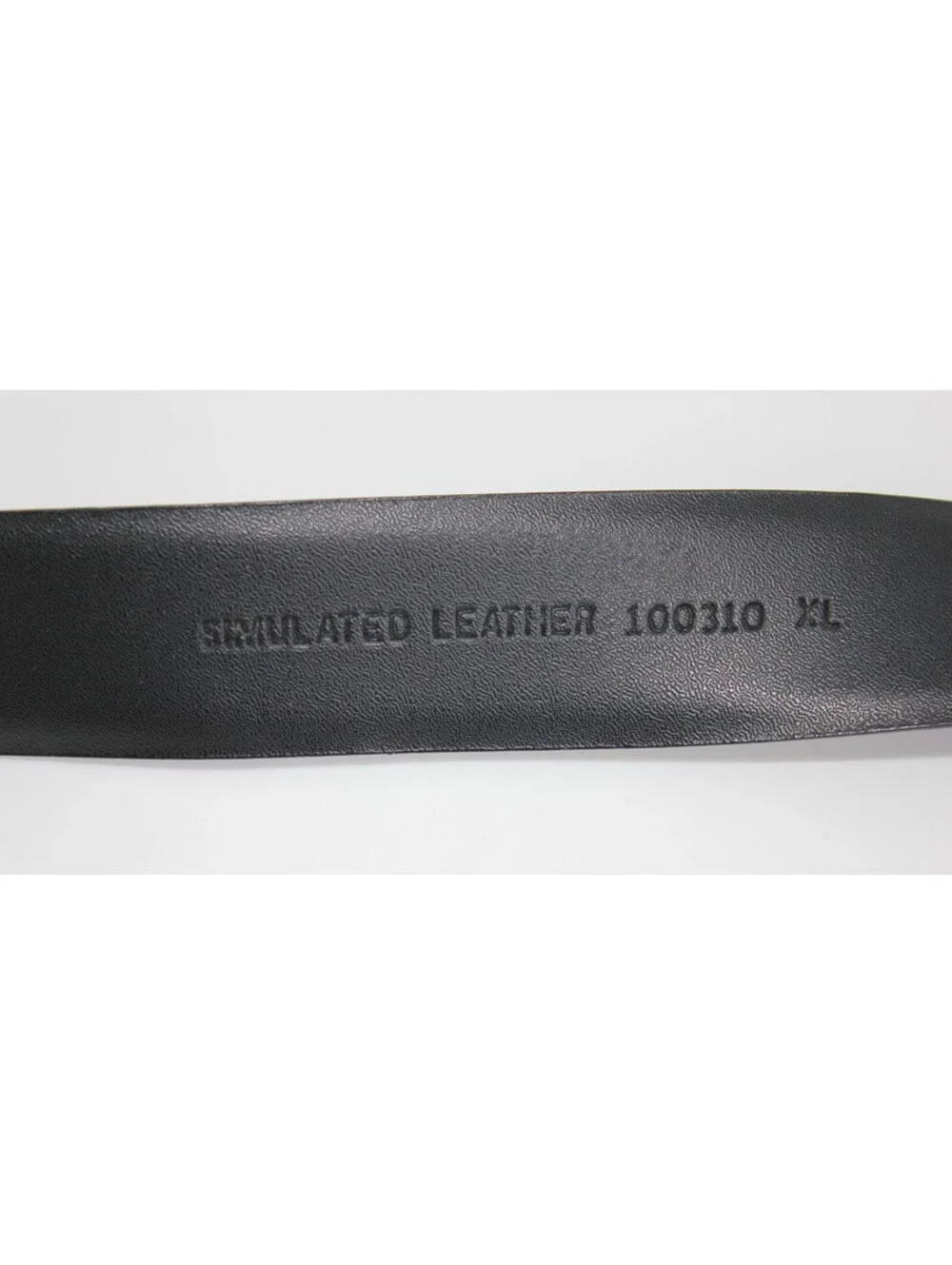 Women's Black Simulated Leather Slide Belt Silver Textured Buckle Size XL 100310
